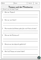 Vorschau - Arbeitsblätter - Theseus und der Minotaurus Lesen und Verstehen Arbeitsblätter mit Lesetext, Fragen - Seite 2