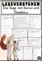Vorschau - Arbeitsblätter - Die Sage von Ikarus und Daedalus Lesen und Verstehen Arbeitsblätter mit Lesetext, Fragen - Deckblatt