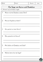 Vorschau - Arbeitsblätter - Die Sage von Ikarus und Daedalus Lesen und Verstehen Arbeitsblätter mit Lesetext, Fragen - Seite 3