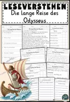 Vorschau - Arbeitsblätter - Die lange Reise des Odysseus Lesen und Verstehen Arbeitsblätter mit Lesetext, Fragen - Deckblatt