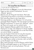 Vorschau - Arbeitsblätter - Die lange Reise des Odysseus Lesen und Verstehen Arbeitsblätter mit Lesetext, Fragen - Seite 1
