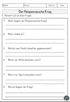 Vorschau - Arbeitsblätter - Der Peloponnesische Krieg Lesen und Verstehen Arbeitsblätter mit Lesetext, Fragen - Seite 2
