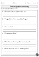 Vorschau - Arbeitsblätter - Der Peloponnesische Krieg Lesen und Verstehen Arbeitsblätter mit Lesetext, Fragen - Seite 3