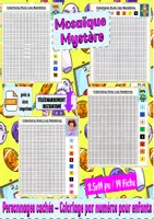Aperçu - Feuilles d'exercices - Mosaïque Mystère Personnages cachés /Coloriage par numéros pour enfants - Page de couverture