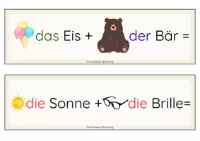 Vorschau - Aufgabenkarten - zuasmmengesetzte Nomen - Freiarbeitskartei (2) - Seite 1