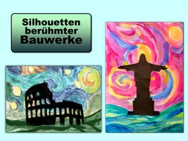 Vorschau - Stundenentwürfe - Silhouetten-Bundle - 4 Kunstprojekte mit Deckfarben und schwarzem Tonpapier - Seite 2