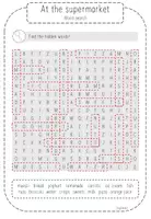 Vorschau - Arbeitsblätter - At the supermarket - Word Search mit Lösungen - Seite 1