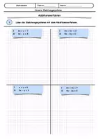 Vorschau - Arbeitsblätter - Additionsverfahren Arbeitsblatt Üben mit Lösungen (Lineare Gleichungssysteme) - Deckblatt