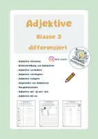 Vorschau - Arbeitsblätter - Adjektive Klasse 3 - differenzierte Übungen - Deckblatt