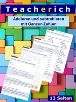 Vorschau - Arbeitsblätter - Addieren und subtrahieren mit (positiven und negativen) ganzen Zahlen - Deckblatt