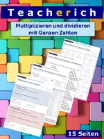 Vorschau - Arbeitsblätter - Multiplizieren und dividieren mit (positiven und negativen) ganzen Zahlen - Deckblatt