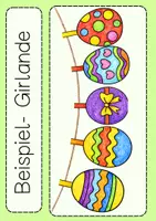 Vorschau - Arbeitsblätter - Kunst Ostern Ostereier Girlande Klasse 1 & 2 Ausmalbilder - Seite 1