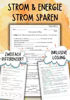 Vorschau - Arbeitsblätter - Strom und Energie - Strom sparen (differenziertes Arbeitsblatt) - Deckblatt