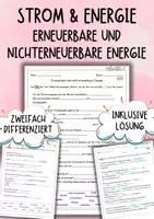 Vorschau - Arbeitsblätter - Strom und Energie - erneuerbare und nicht erneuerbare Energie (differenziertes Arbeitsblatt) - Deckblatt