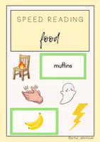 Vorschau - Quiz - Vokabeltraining; speed reading food; Blitzlesen Essen - Deckblatt