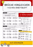 Vorschau - Arbeitsblätter - Brüche vergleichen - kleines Arbeitsblatt - Deckblatt
