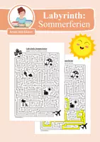 Vorschau - Arbeitsblätter - Labyrinth: Sommer & Sommerferien - Logisches Denken fördern! - Deckblatt