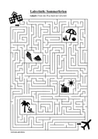 Vorschau - Arbeitsblätter - Labyrinth: Sommer & Sommerferien - Logisches Denken fördern! - Seite 1