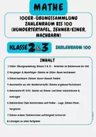 Vorschau - Stundenentwürfe - 100er-Übungssammlung Zahlenraum bis 100 (Hundertertafel, Zehner/Einer, Nachbarn) Klasse 2 & Klasse 3 - Deckblatt