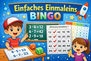 Vorschau - Arbeitsblätter - 3 Mathe-Bingo Spiele: Einfaches Einmaleins - Deckblatt
