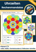 Vorschau - Arbeitsblätter - ⏰Uhrzeiten Rechenmandalas Klasse 1/2 | volle, halbe, Viertelstunden & 5-Minuten-Schritte - Deckblatt