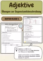 Vorschau - Arbeitsblätter - Adjektive -Gegenstandsbeschreibung | Deutsch Klasse 5 - Deckblatt