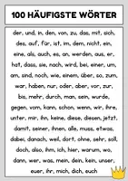 Vorschau - Poster - 100 häufigste Wörter - Nomen, Verben, Adjektive - Seite 1