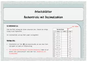 Vorschau - Arbeitsblätter - Rechentricks mit Dezimalzahlen - Arbeitsblätter - Seite 1