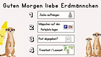 Vorschau - Präsentationen/Tafelbilder - Digitaler Tagesablauf / Tafelmaterial Erdmännchenklasse - Deckblatt