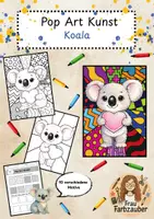 Vorschau - Mal- und Bastelvorlagen - Pop Art Kunst Doodle Koala, Ausmalbilder Koalaklasse - Deckblatt