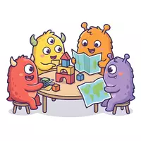 Vorschau - selbst erstellte Cliparts/Grafiken - Monster-Icons: Gruppenarbeit (ClipArt zur Visualisierung) - Deckblatt