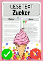 Vorschau - Arbeitsblätter - Der Zucker - Lesetext mit Fragen + Lösung - Deckblatt