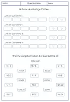Vorschau - Arbeitsblätter - Übung Quersumme - Deckblatt