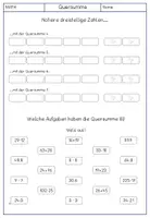 Vorschau - Arbeitsblätter - Übung Quersumme - Seite 1