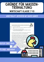 Vorschau - Arbeitsblätter - Gründe für Massentierhaltung - Arbeitsblatt - Deckblatt