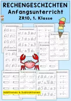 Vorschau - Arbeitsblätter - Rechengeschichten, 2 Versionen, Klasse 1 - Deckblatt