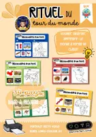 Aperçu - Présentation / Support pour le tableau - Kit tour du monde diapo collectif + fichier élève - Page 1