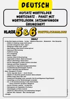 Vorschau - Arbeitsblätter - Aufsatz Wortfelder Wortschatz - Paket mit Wortfeldern, Satzanfängen Übungsheft, Klasse 5 & Klasse 6 - Deckblatt