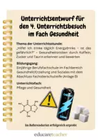 Vorschau - Stundenentwürfe - Unterrichtsentwurf zu Gesundheitsrisiken von Energydrinks - Deckblatt