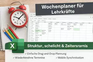 Vorschau - Anderer Materialtyp - Digitaler Wochenplaner für Lehrerinnen und Lehrer – Excel mit automatischer Schulwochenverwaltung - Deckblatt
