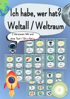 Vorschau - Spiele - "Ich habe, wer hat?" Thema Weltall / Weltraum - Lesespiel, mit oder ohne Silbenfarben, mit oder ohne Text - Deckblatt