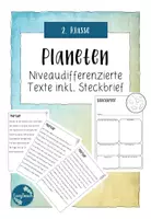 Vorschau - Arbeitsblätter - Planeten - niveaudifferenzierte Texte inkl. Steckbrief - ab 2. Klasse - Deckblatt