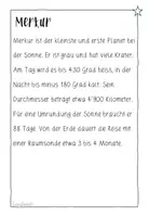 Vorschau - Arbeitsblätter - Planeten - niveaudifferenzierte Texte inkl. Steckbrief - ab 2. Klasse - Seite 1