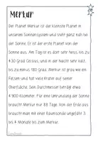 Vorschau - Arbeitsblätter - Planeten - niveaudifferenzierte Texte inkl. Steckbrief - ab 2. Klasse - Seite 2