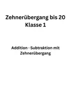 Vorschau - Arbeitsblätter - Zehnerübergang bis 20 – Klasse 1 - Deckblatt