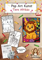 Vorschau - Mal- und Bastelvorlagen - Pop Art Kunst Doodle Tiere Afrikas, Zootiere - Deckblatt