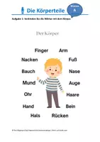 Vorschau - Arbeitsblätter - Körperteile zuordnen, kostenlos, A1 - Deckblatt