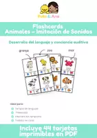 Vista previa - Juegos / Gamificación - Tarjetas de animales con sonidos — Conciencia fonológica y vocabulario | 44 tarjetas imprimibles - página 1