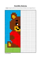 Vorschau - Mal- und Bastelvorlagen - Pixel-Bilder: Valentinstag & Muttertag & Vatertag (Symmetrie / Pixel-Art) - Seite 1
