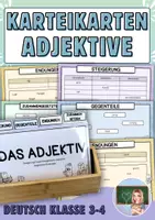 Vorschau - Aufgabenkarten - Adjektive (Eigenschaftswörter) - Kartei - Deckblatt